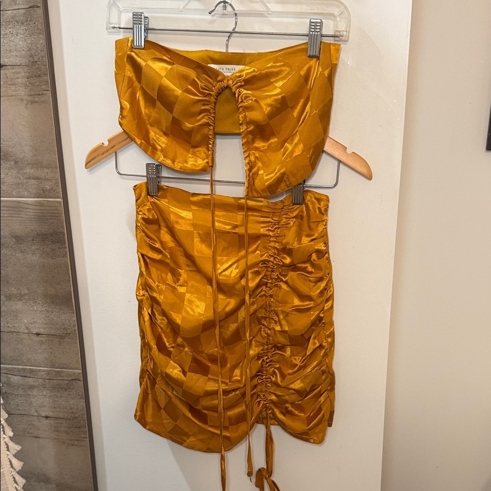 12th Tribe Mustard Yellow Ruched Top